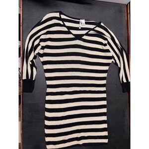 Absolutely‎ Women XL Black White Shimmer V-Neck Knit 3/4 Sleeve Dress (GS1)